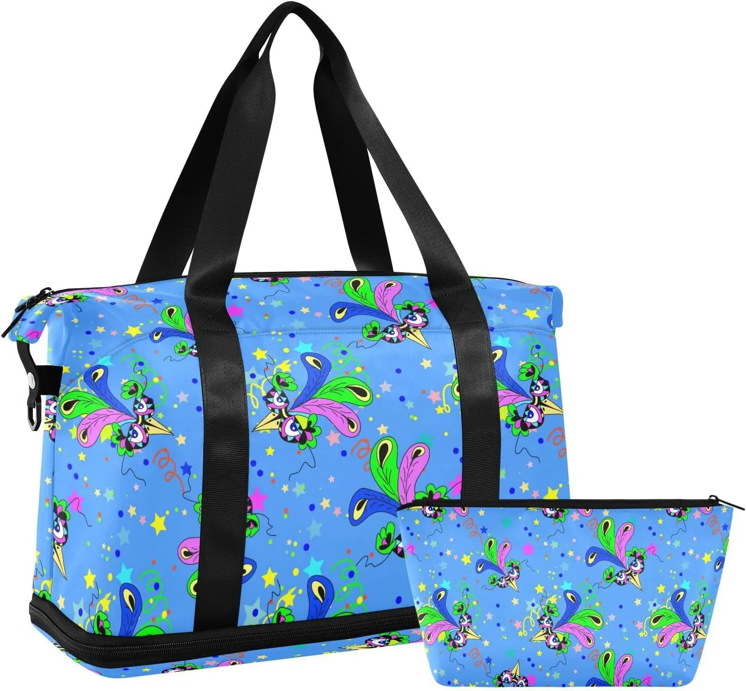 Travel Duffel Bag for Women Men Carnival Masks Pattern Weekender Overnight Bags with Shoe Compartments Gym Duffel Bag with Toiletry Bag for Travel Sport Yoga 17 Inch