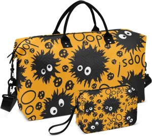Travel Duffel Bags for Unisex-Adult, Personal Item Travel Duffel Bag with Shoes Compartment, Carry On Bag for Women, Travel, Gym, Weekend,Black Aliens