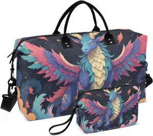 Travel Duffel Bags for Unisex-Adult, Personal Item Travel Duffel Bag with Shoes Compartment, Carry On Bag for Women, Travel, Gym, Weekend,Mythological Animal