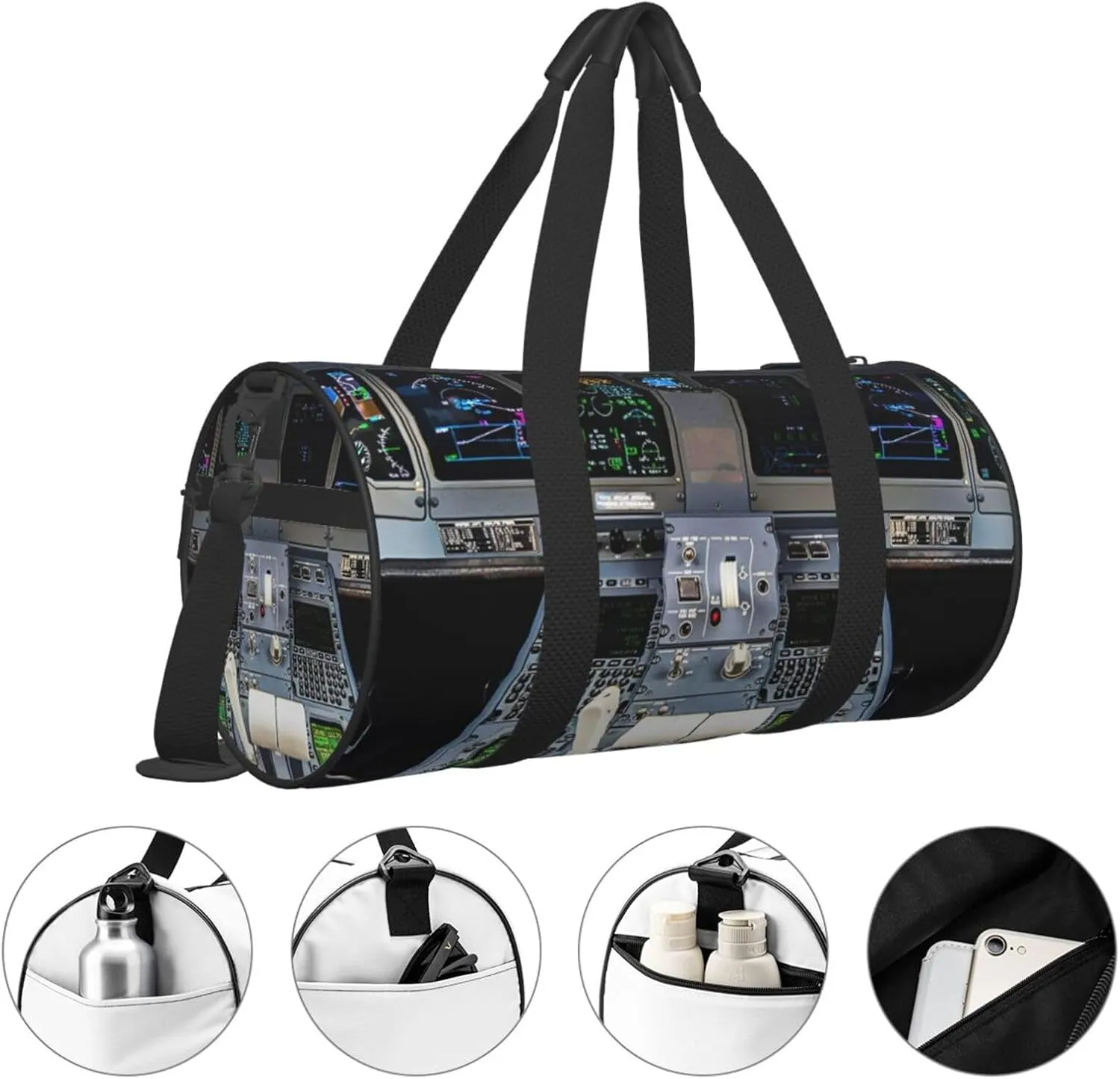 Travel Duffle Bag for Men Women, Airplane Cockpit Duffle Bags for Sport Gym Overnight Luggage
