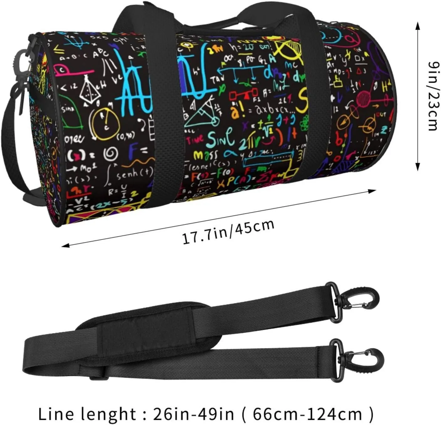 Travel Duffle Bag for Men Women, Algebra Physical Formulas Duffle Bags for Sport Gym Overnight Luggage