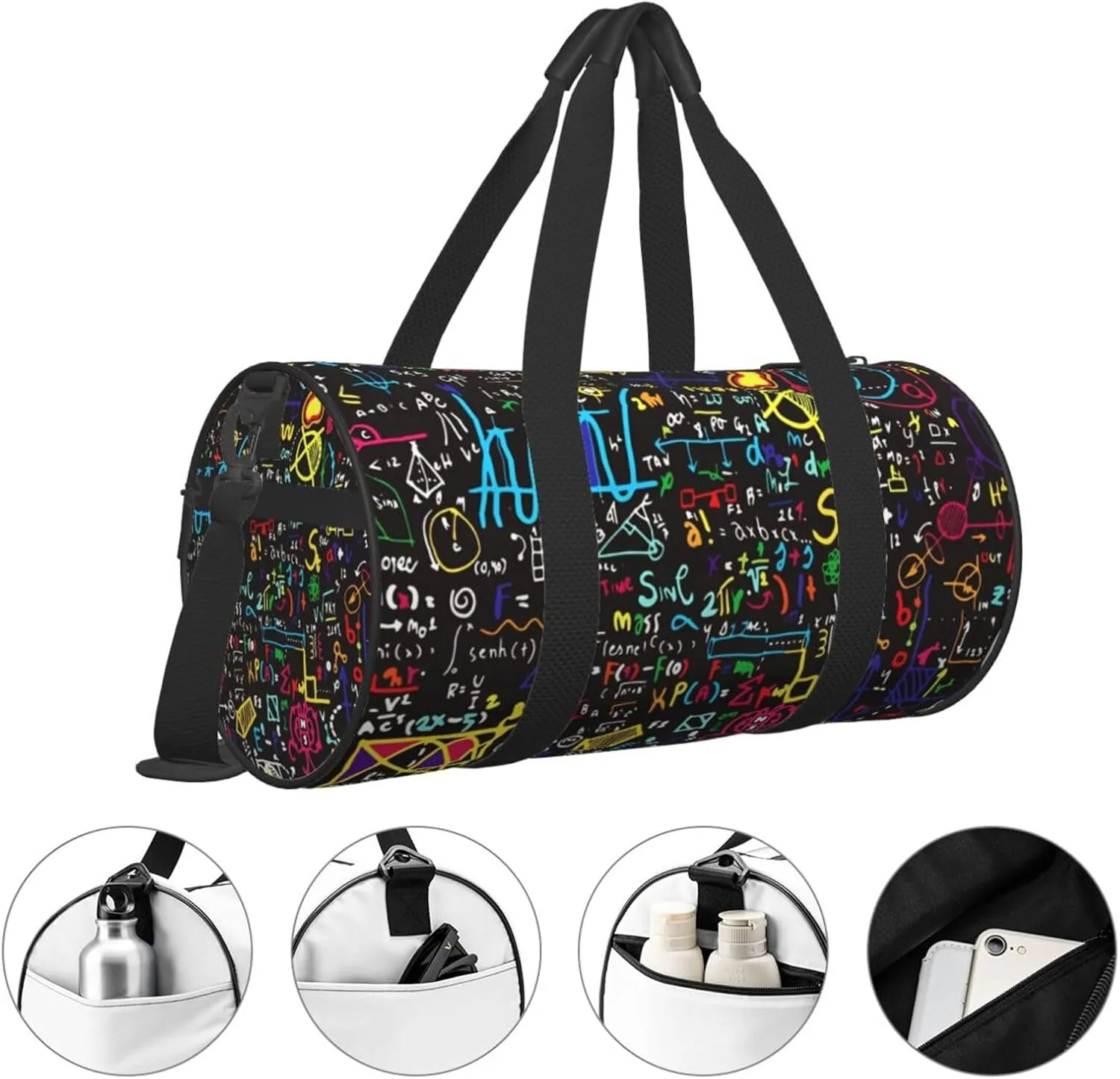 Travel Duffle Bag for Men Women, Algebra Physical Formulas Duffle Bags for Sport Gym Overnight Luggage