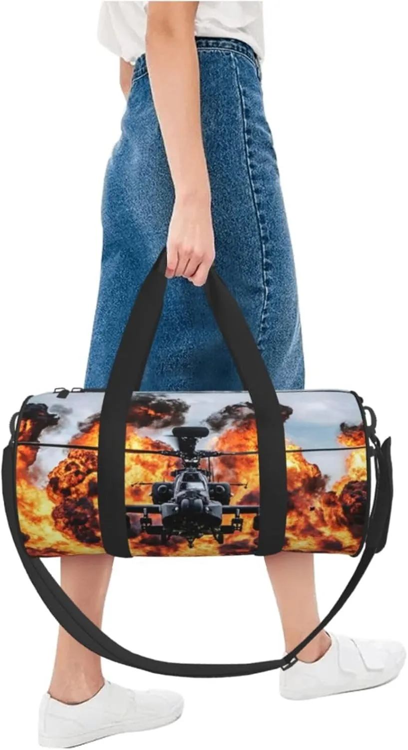 Travel Duffle Bag for Men Women, Apache Attack Helicopter Duffle Bags for Sport Gym Overnight Luggage