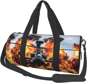 Travel Duffle Bag for Men Women, Apache Attack Helicopter Duffle Bags for Sport Gym Overnight Luggage