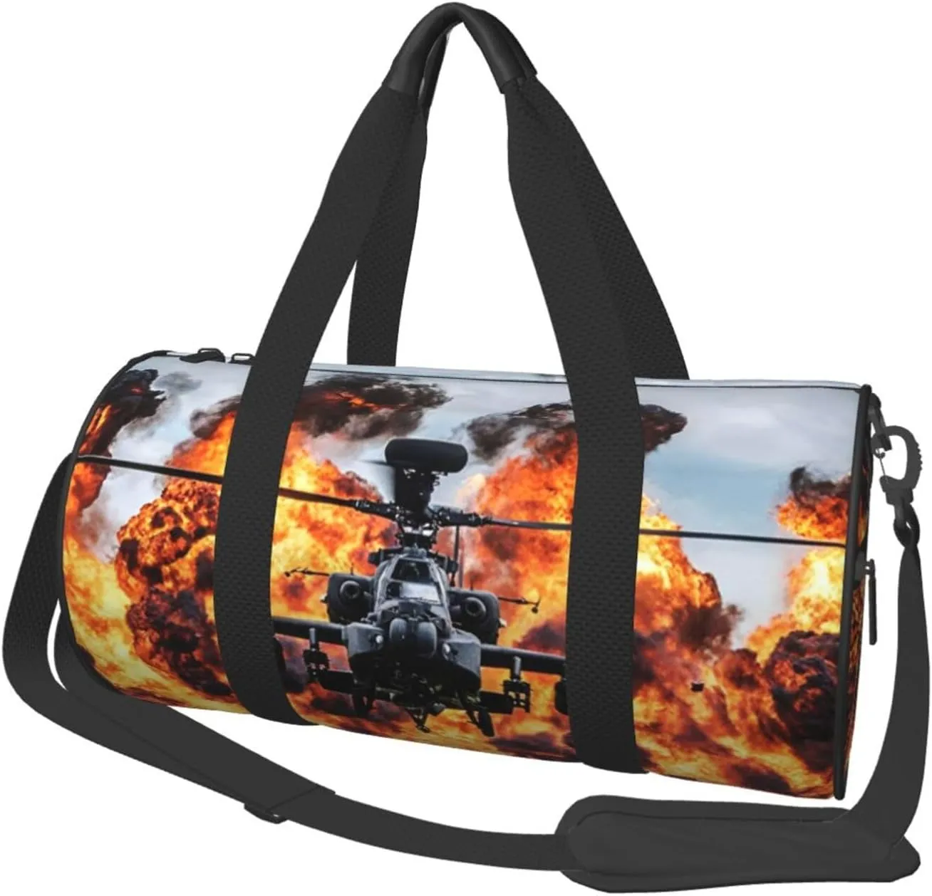 Travel Duffle Bag for Men Women, Apache Attack Helicopter Duffle Bags for Sport Gym Overnight Luggage