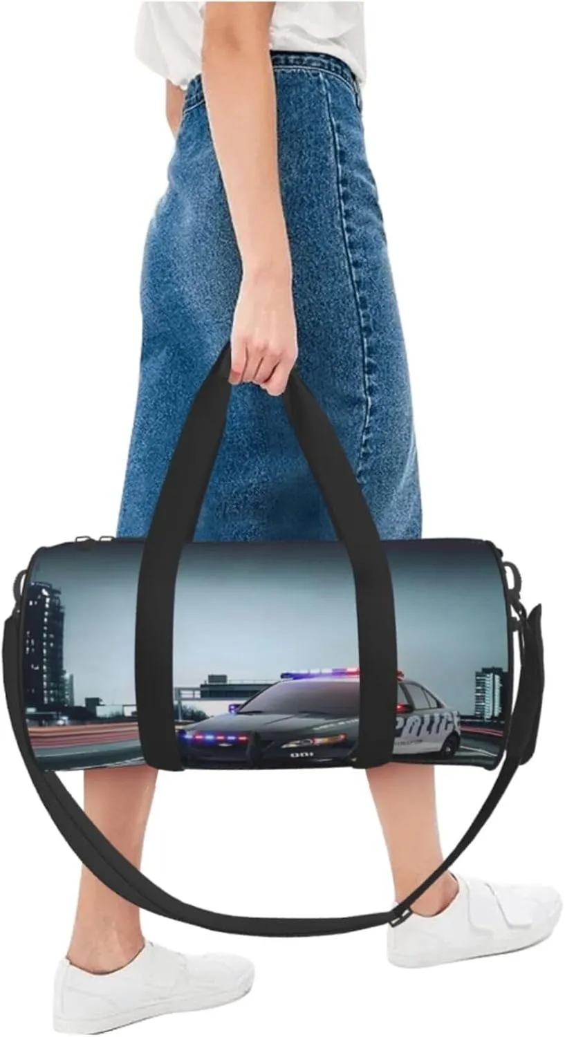 Travel Duffle Bag for Men Women, Awesome City Police Car Duffle Bags for Sport Gym Overnight Luggage