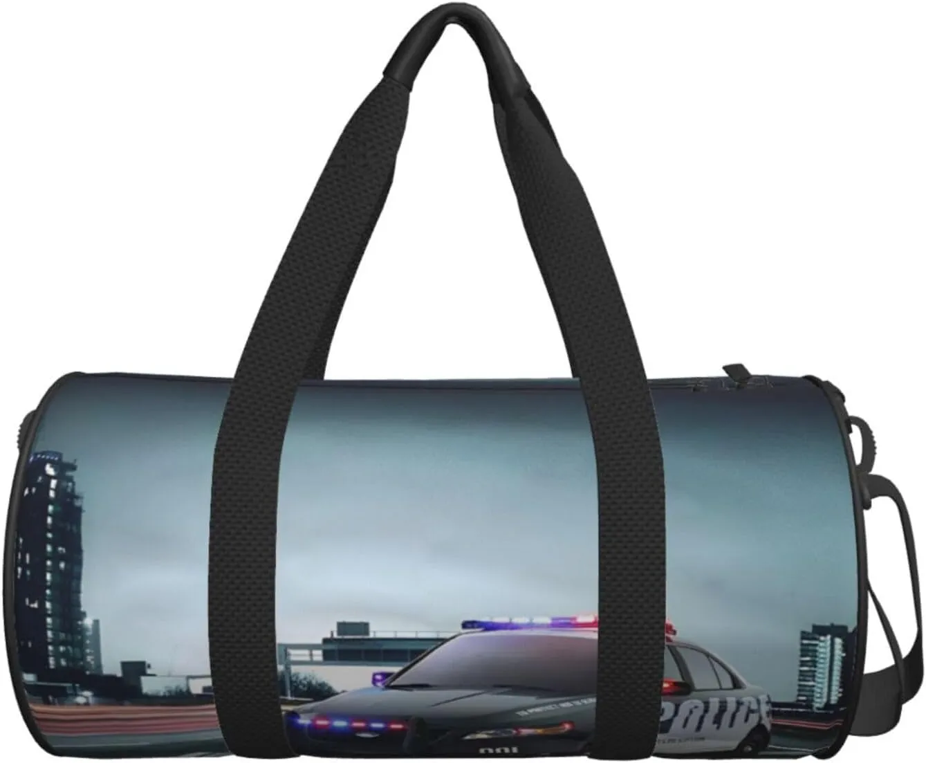 Travel Duffle Bag for Men Women, Awesome City Police Car Duffle Bags for Sport Gym Overnight Luggage