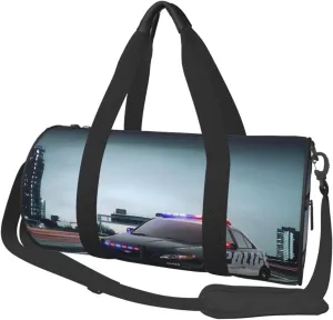 Travel Duffle Bag for Men Women, Awesome City Police Car Duffle Bags for Sport Gym Overnight Luggage