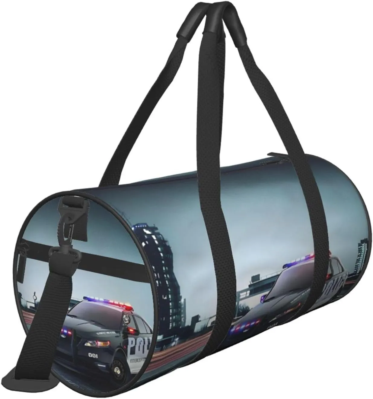 Travel Duffle Bag for Men Women, Awesome City Police Car Duffle Bags for Sport Gym Overnight Luggage
