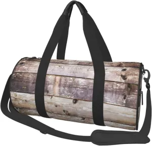 Travel Duffle Bag for Men Women, Brown Barn Planks Wood Duffle Bags for Sport Gym Overnight Luggage