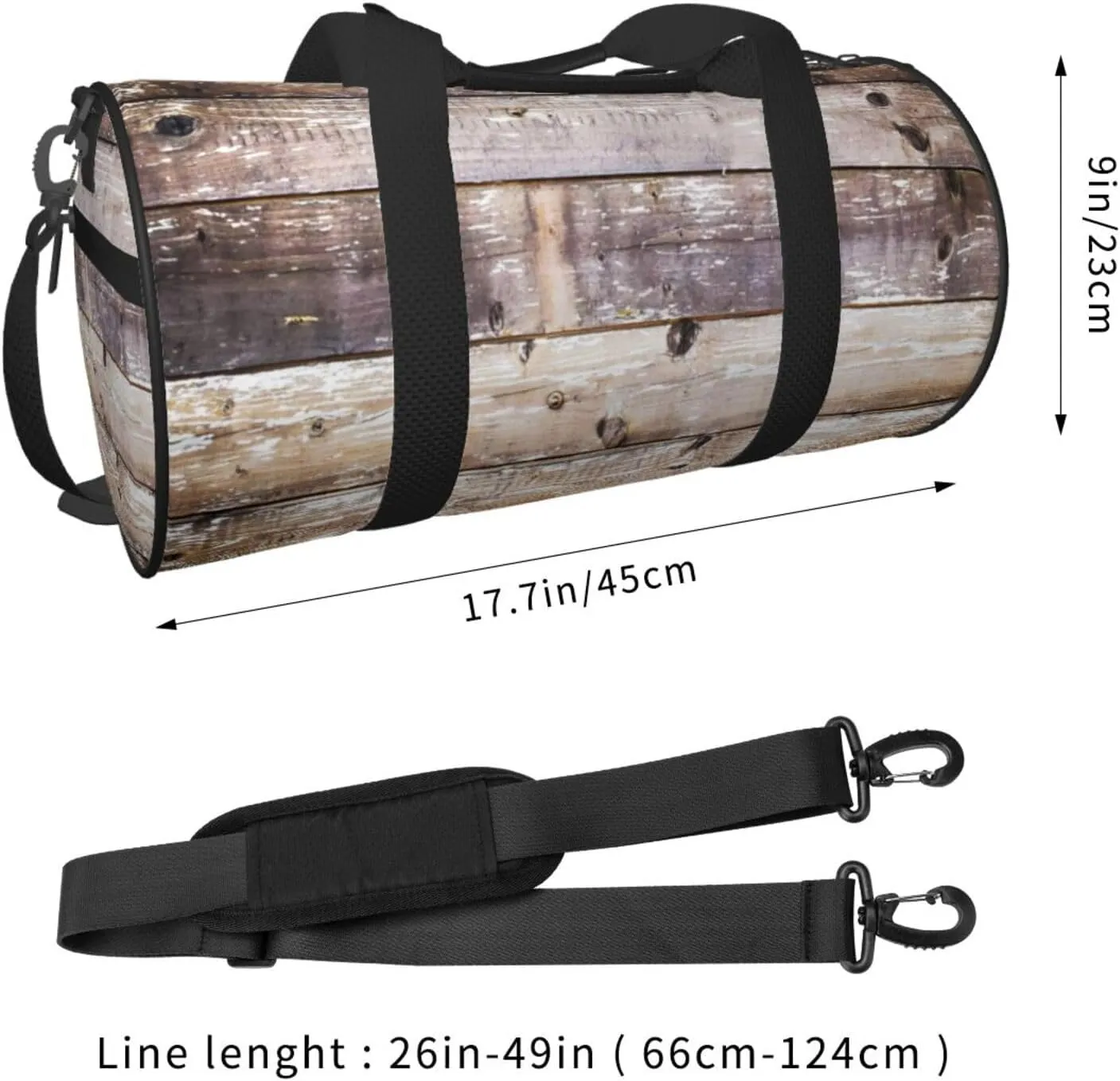 Travel Duffle Bag for Men Women, Brown Barn Planks Wood Duffle Bags for Sport Gym Overnight Luggage