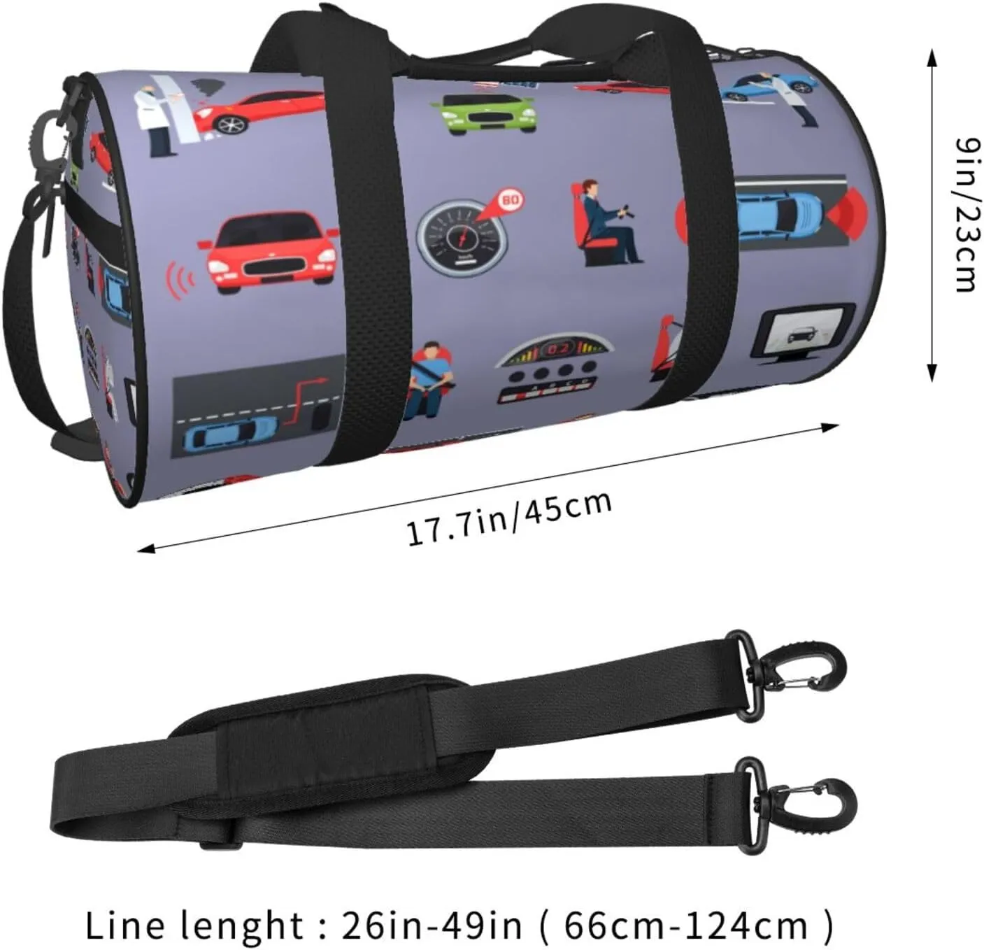 Travel Duffle Bag for Men Women, Car Safety Systems Duffle Bags for Sport Gym Overnight Luggage