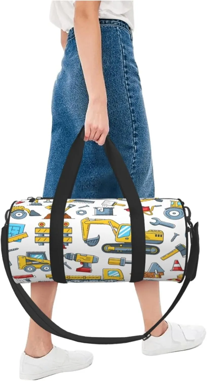 Travel Duffle Bag for Men Women, Construction Tools Machinery Duffle Bags for Sport Gym Overnight Luggage