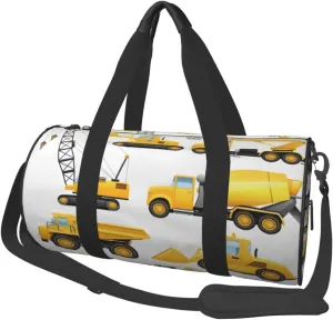 Travel Duffle Bag for Men Women, Construction Vehicles Machinery Trucks Duffle Bags for Sport Gym Overnight Luggage