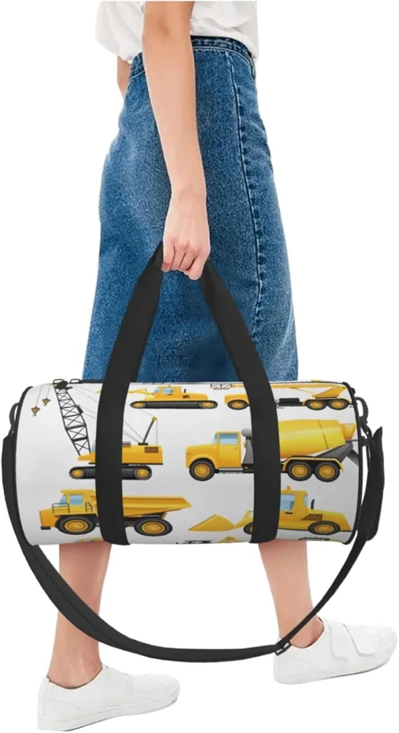 Travel Duffle Bag for Men Women, Construction Vehicles Machinery Trucks Duffle Bags for Sport Gym Overnight Luggage