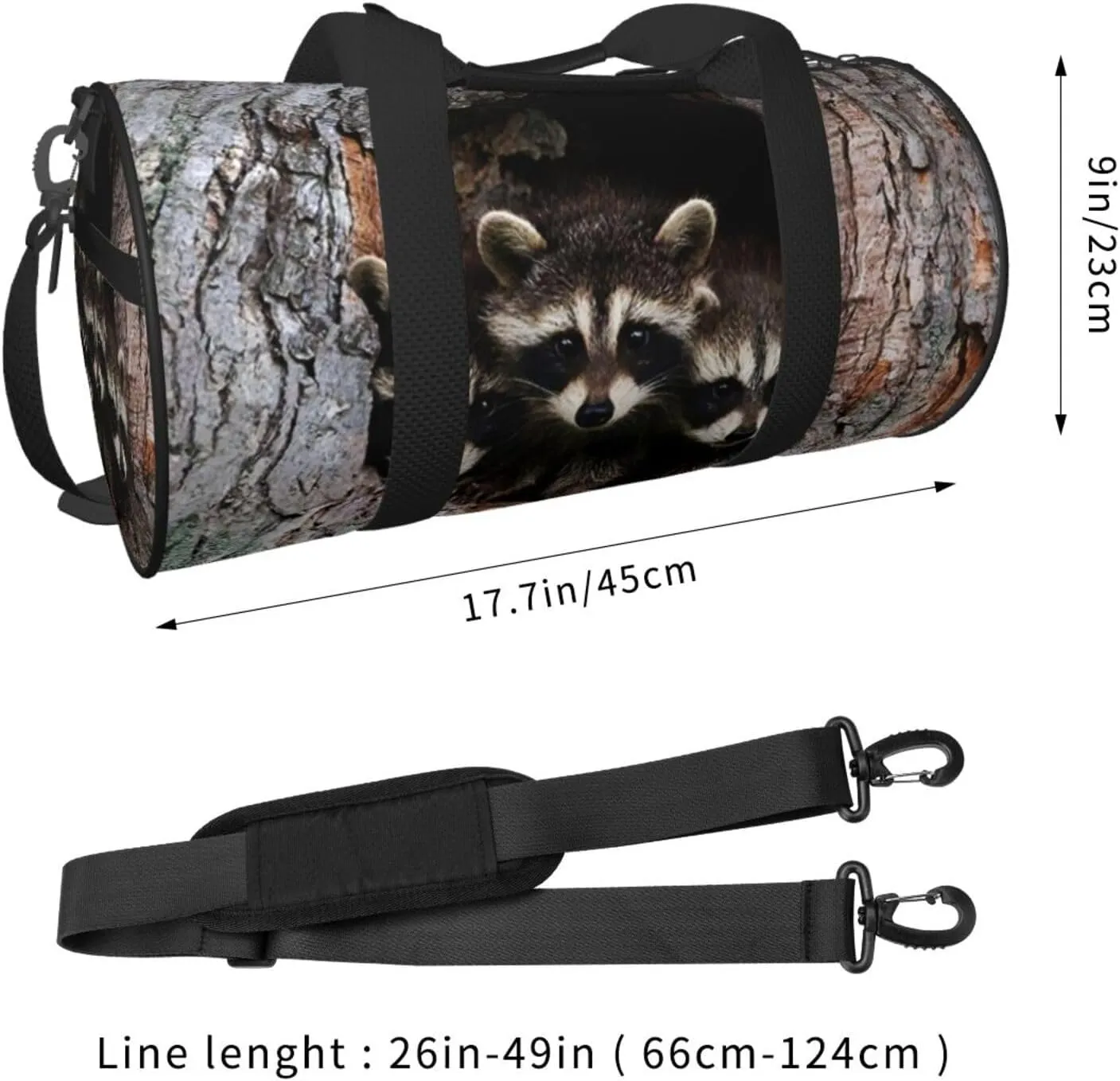 Travel Duffle Bag for Men Women, Cute Raccoon Family Duffle Bags for Sport Gym Overnight Luggage