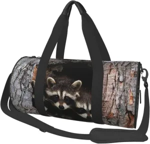 Travel Duffle Bag for Men Women, Cute Raccoon Family Duffle Bags for Sport Gym Overnight Luggage