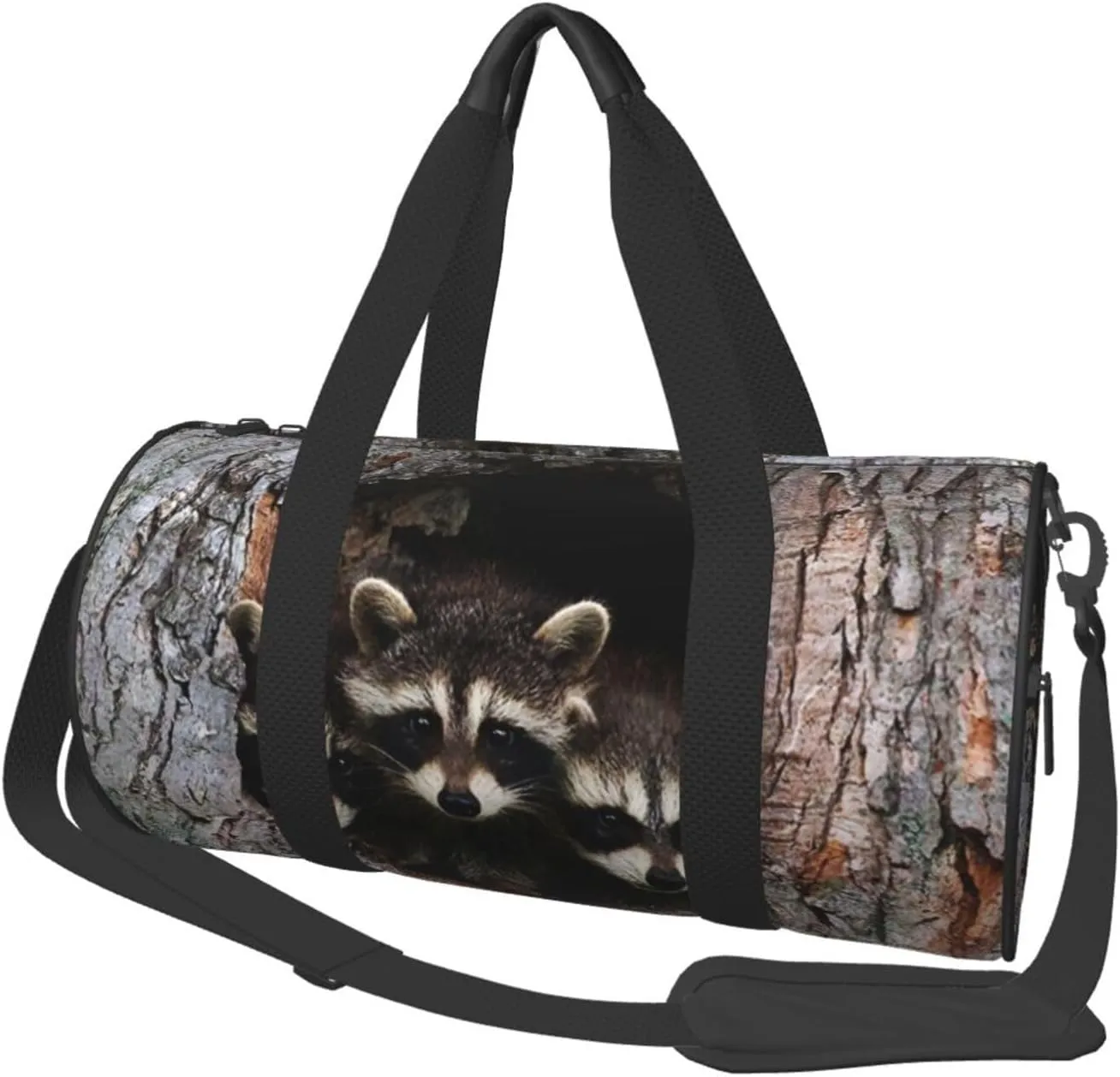 Travel Duffle Bag for Men Women, Cute Raccoon Family Duffle Bags for Sport Gym Overnight Luggage