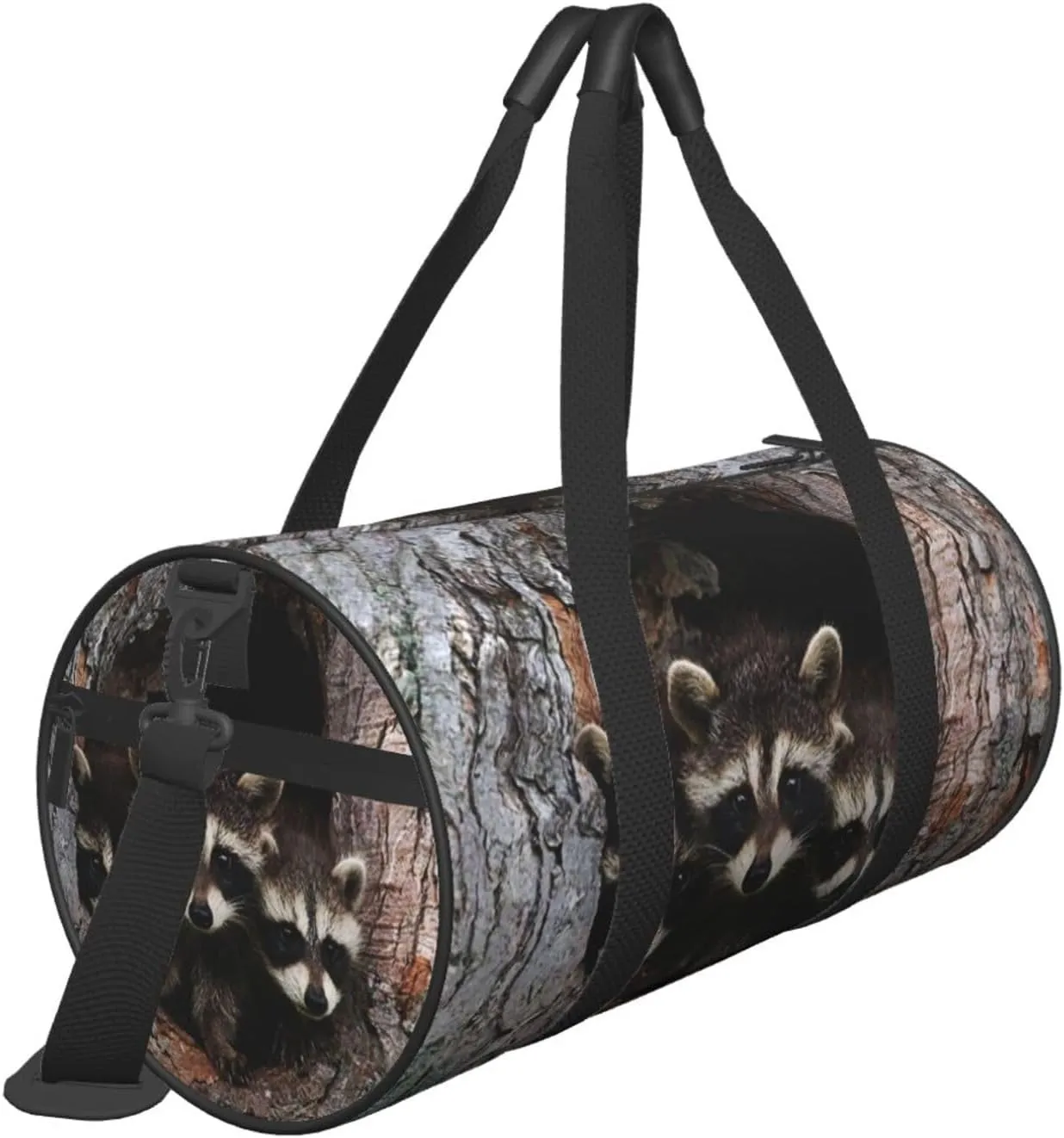 Travel Duffle Bag for Men Women, Cute Raccoon Family Duffle Bags for Sport Gym Overnight Luggage