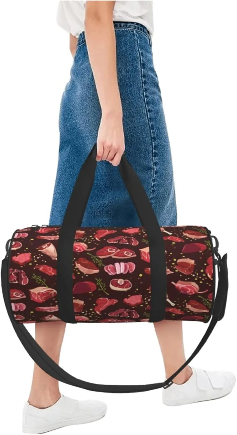 Travel Duffle Bag for Men Women, Cutting Beef Duffle Bags for Sport Gym Overnight Luggage