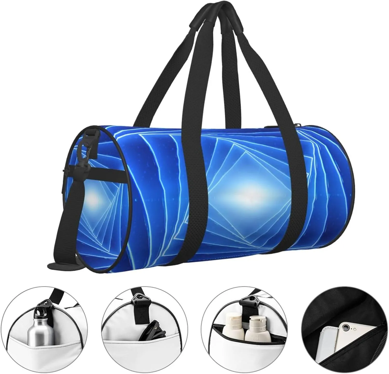 Travel Duffle Bag for Men Women, Data Flow Square Twisted Tunnel Duffle Bags for Sport Gym Overnight Luggage