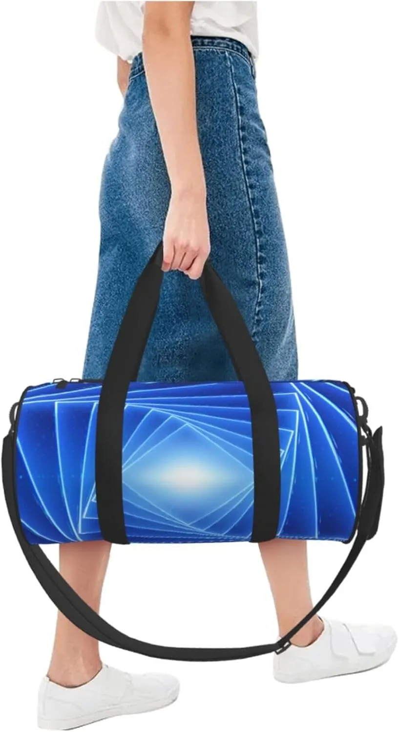 Travel Duffle Bag for Men Women, Data Flow Square Twisted Tunnel Duffle Bags for Sport Gym Overnight Luggage