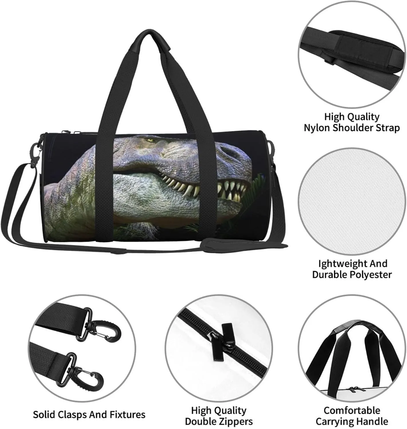 Travel Duffle Bag for Men Women, Dinosaur Duffle Bags for Sport Gym Overnight Luggage