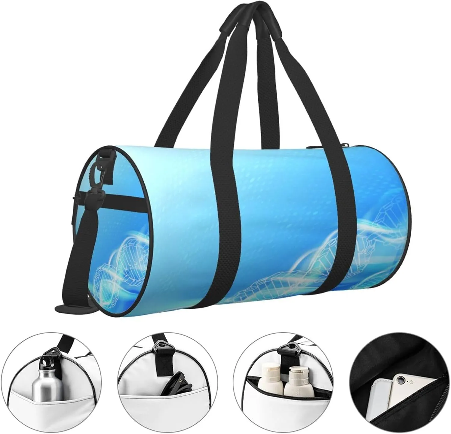 Travel Duffle Bag for Men Women, Dna Figures Duffle Bags for Sport Gym Overnight Luggage