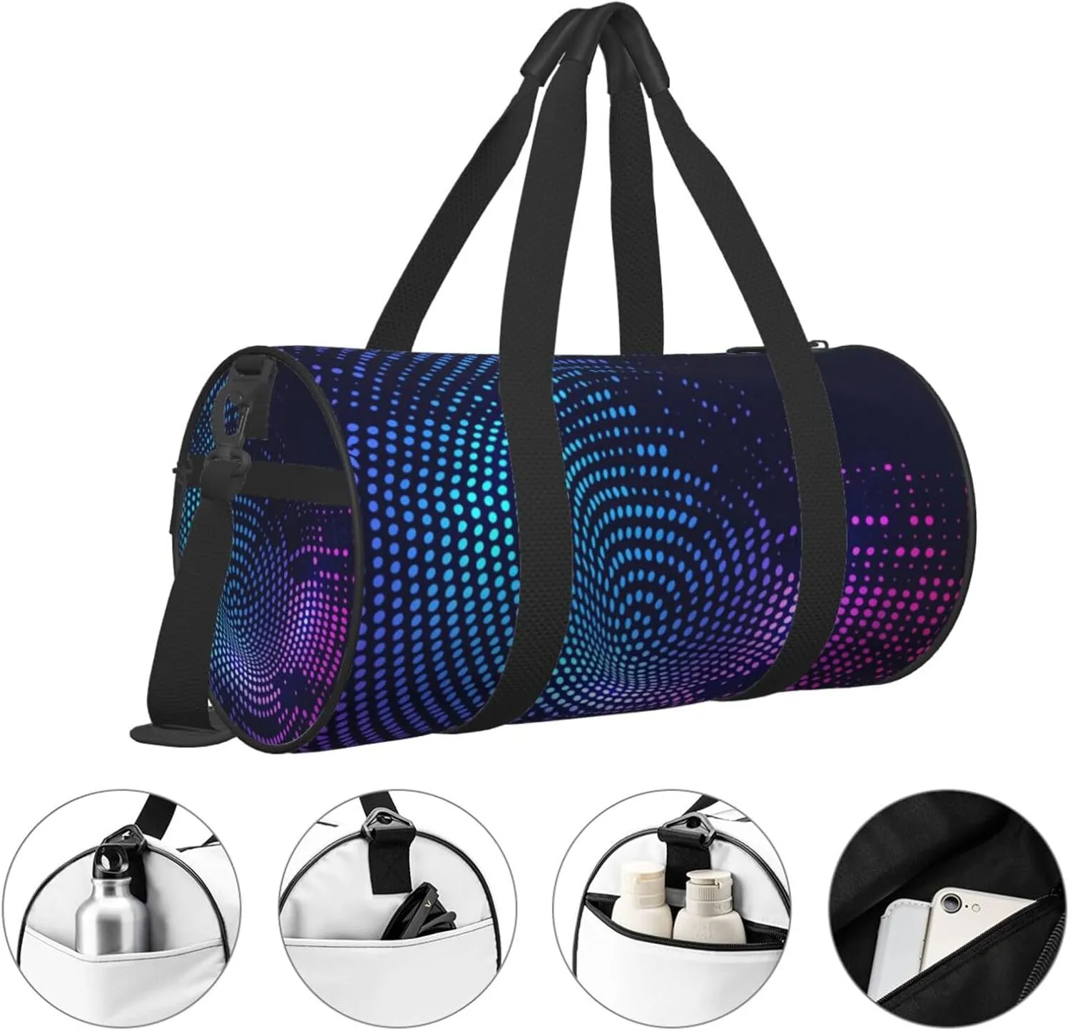 Travel Duffle Bag for Men Women, Dotted Duffle Bags for Sport Gym Overnight Luggage