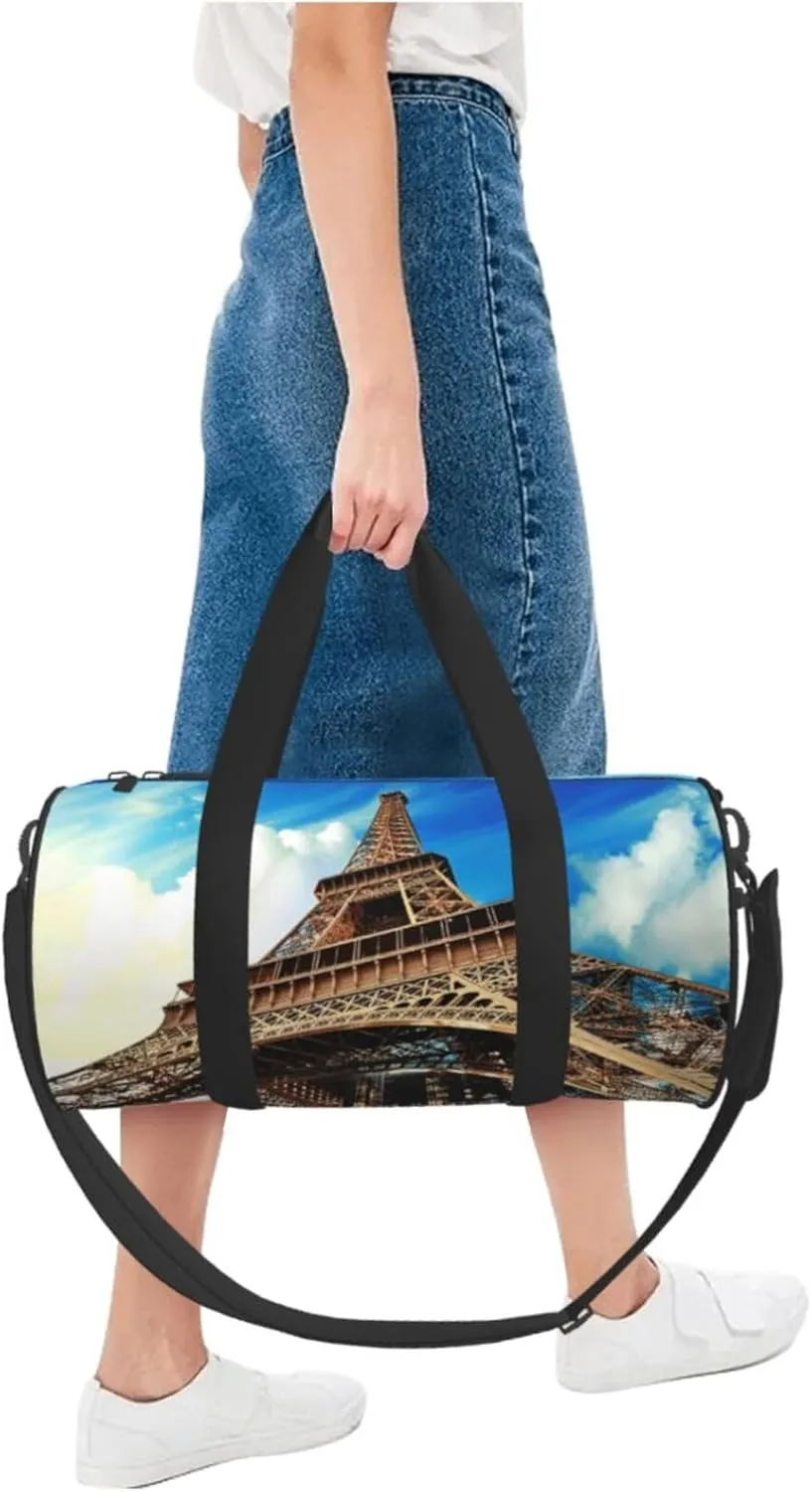 Travel Duffle Bag for Men Women, Eiffel Tower Paris France Duffle Bags for Sport Gym Overnight Luggage