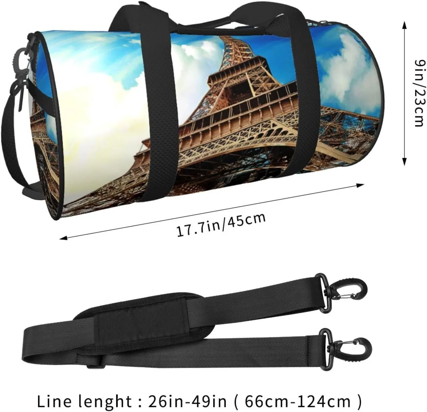 Travel Duffle Bag for Men Women, Eiffel Tower Paris France Duffle Bags for Sport Gym Overnight Luggage