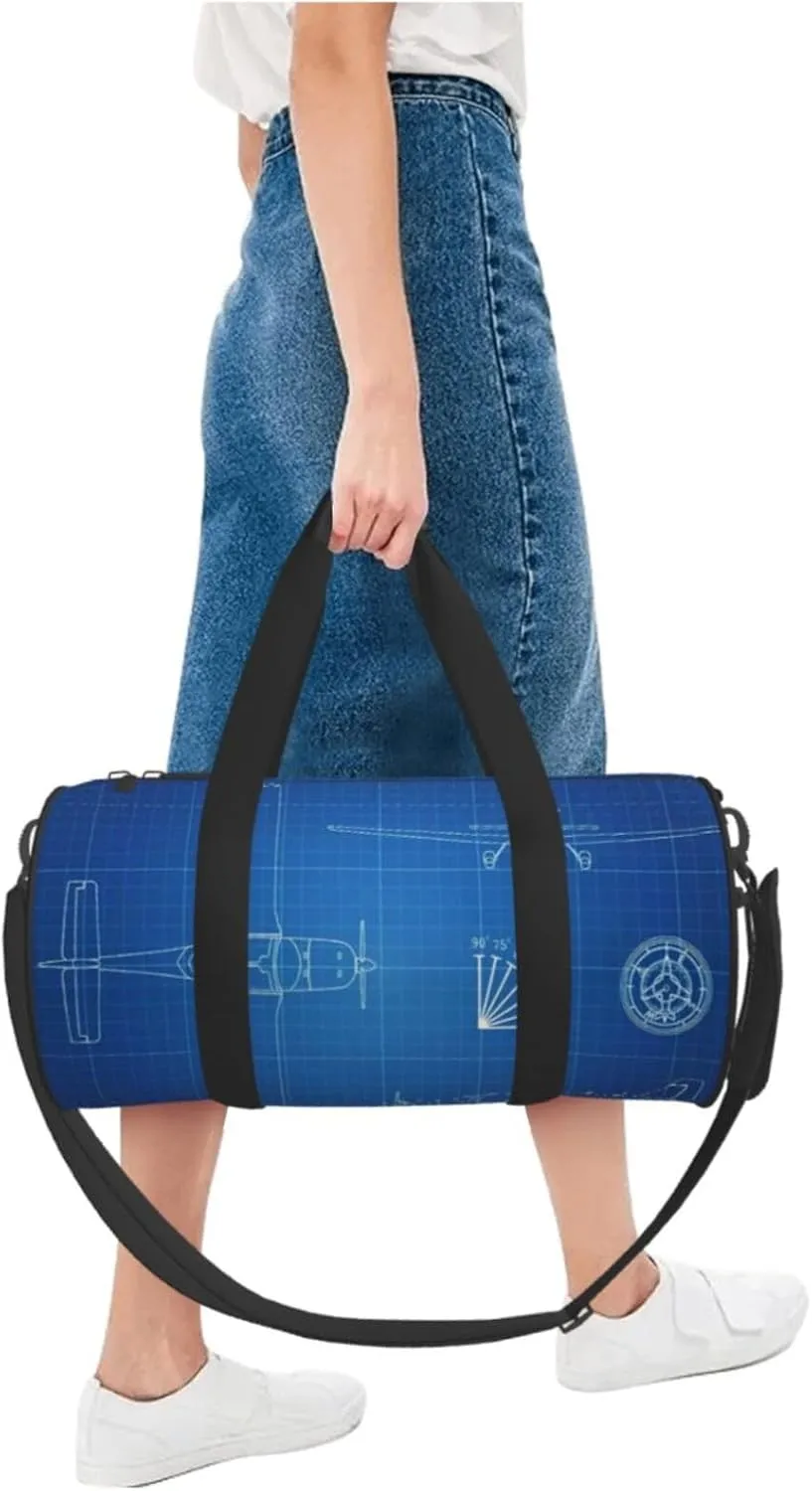 Travel Duffle Bag for Men Women, Engineering Blueprint Plane Fast Duffle Bags for Sport Gym Overnight Luggage