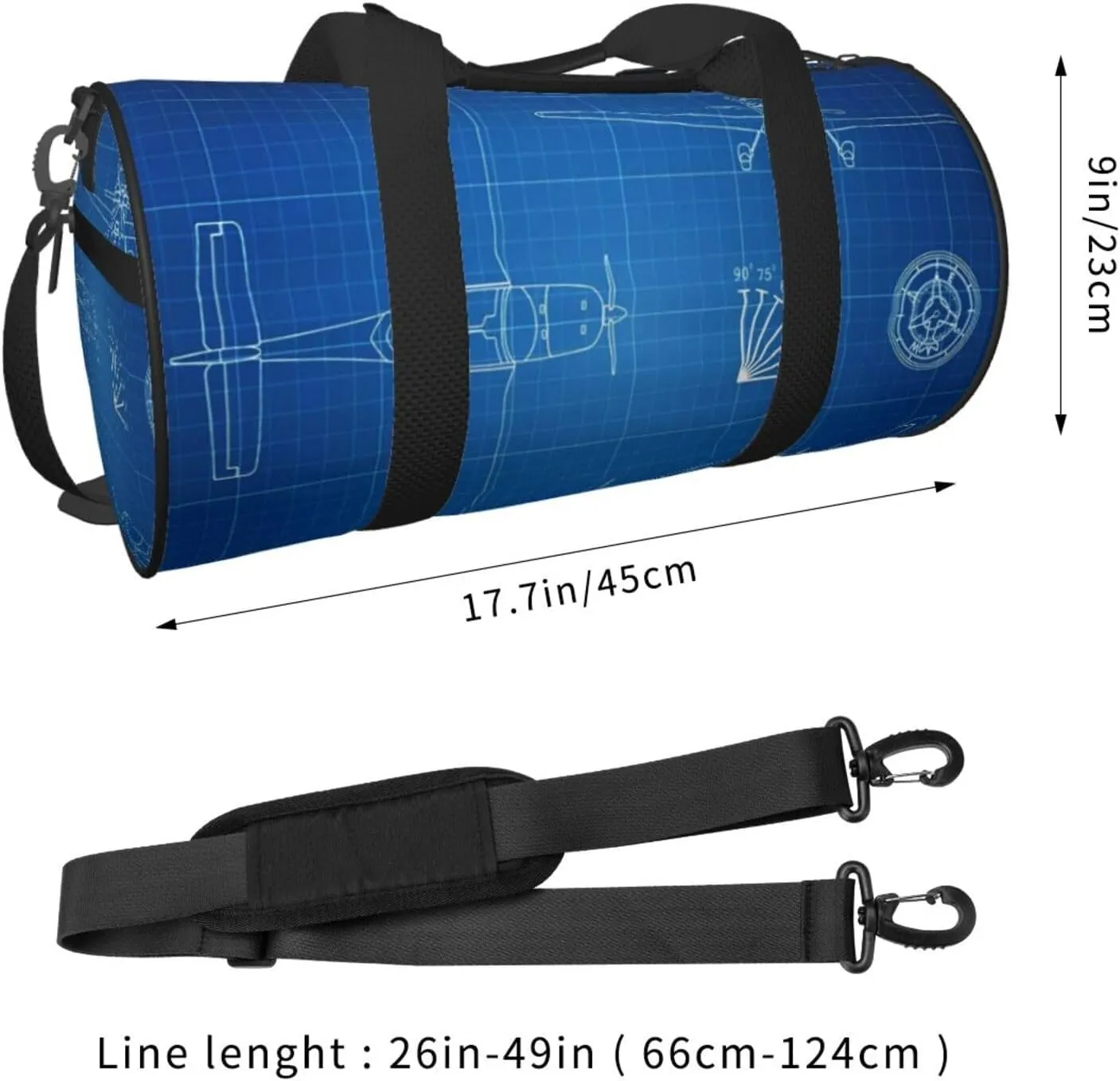 Travel Duffle Bag for Men Women, Engineering Blueprint Plane Fast Duffle Bags for Sport Gym Overnight Luggage