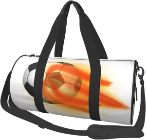 Travel Duffle Bag for Men Women, Flaming Soccer Ball Duffle Bags for Sport Gym Overnight Luggage
