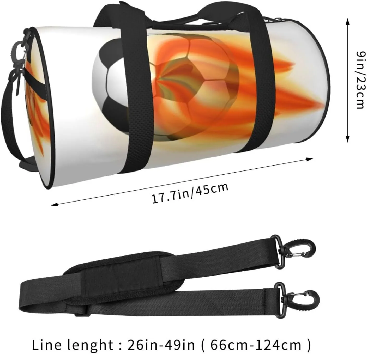 Travel Duffle Bag for Men Women, Flaming Soccer Ball Duffle Bags for Sport Gym Overnight Luggage