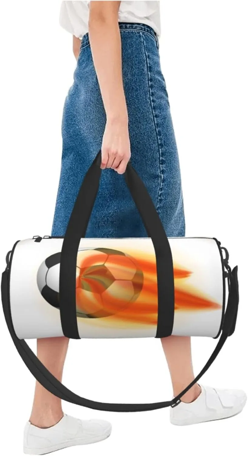 Travel Duffle Bag for Men Women, Flaming Soccer Ball Duffle Bags for Sport Gym Overnight Luggage
