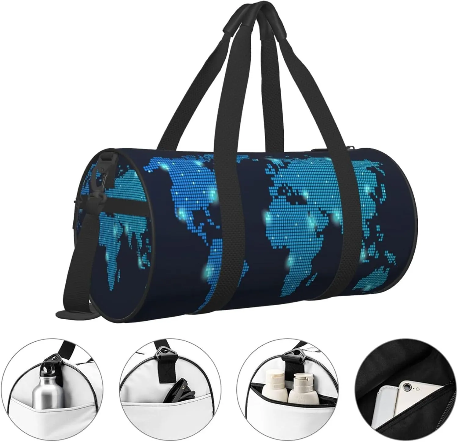 Travel Duffle Bag for Men Women, Global Network Duffle Bags for Sport Gym Overnight Luggage