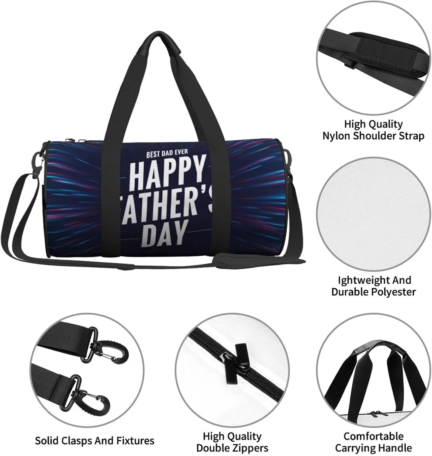 Travel Duffle Bag for Men Women, Happy Fathers Day Best Dad Ever Duffle Bags for Sport Gym Overnight Luggage