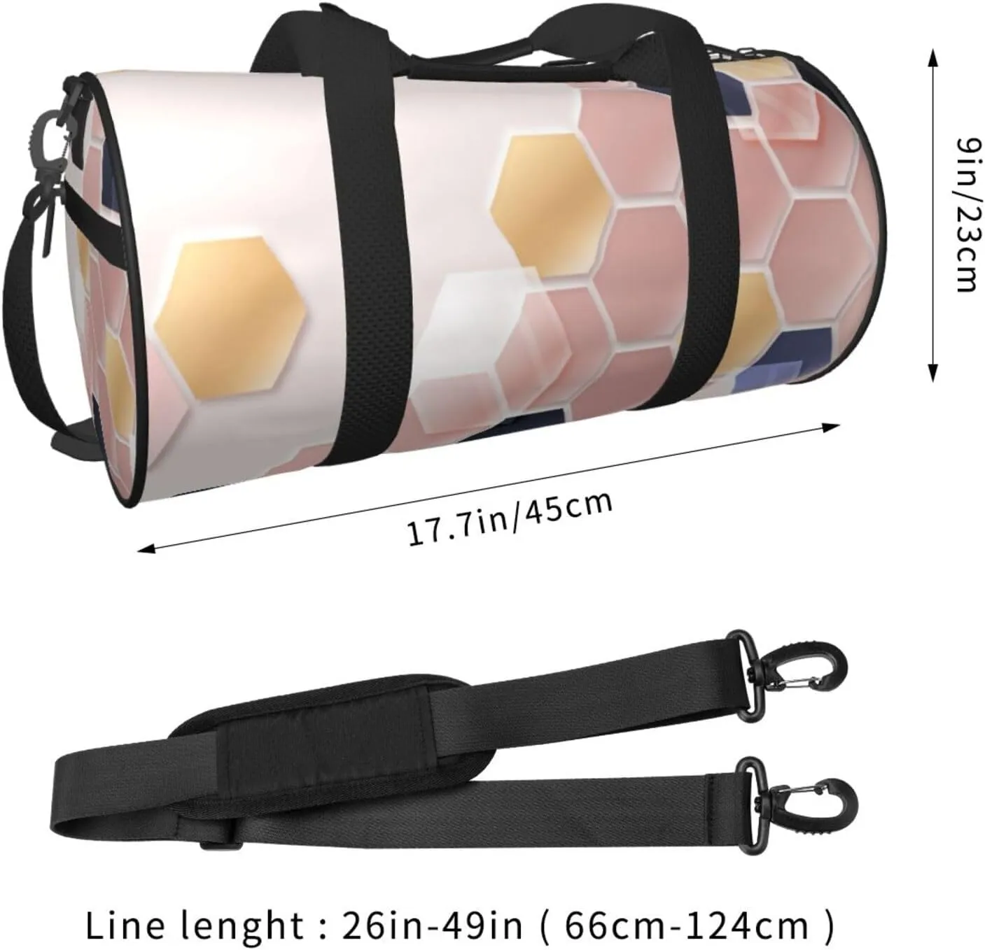 Travel Duffle Bag for Men Women, Hexagonal Duffle Bags for Sport Gym Overnight Luggage
