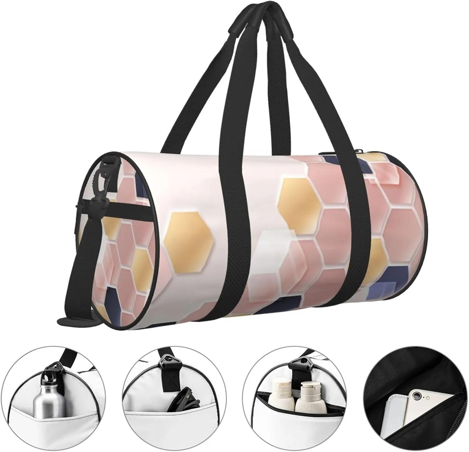Travel Duffle Bag for Men Women, Hexagonal Duffle Bags for Sport Gym Overnight Luggage