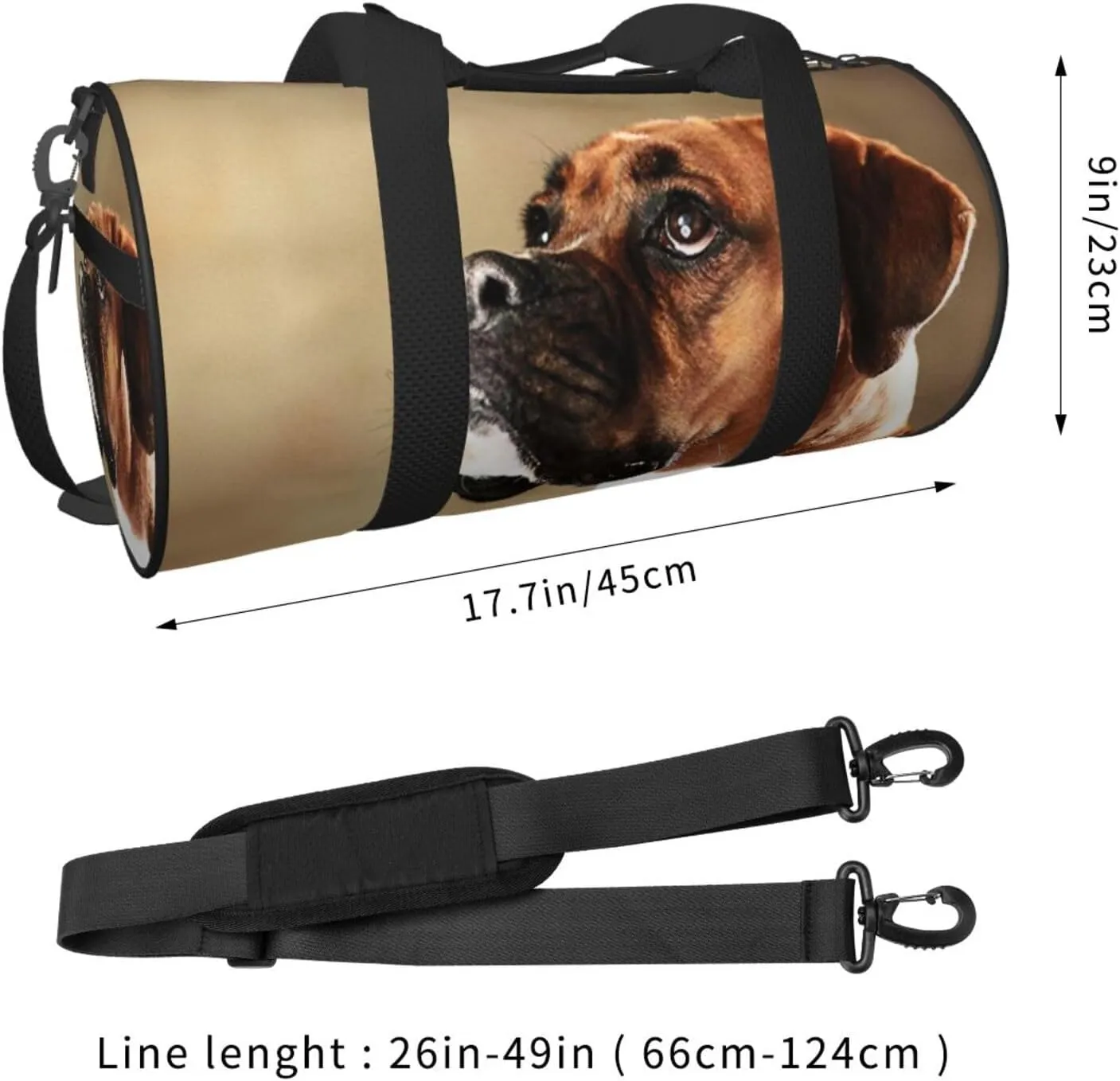 Travel Duffle Bag for Men Women, Lovely Boxer Dog Duffle Bags for Sport Gym Overnight Luggage
