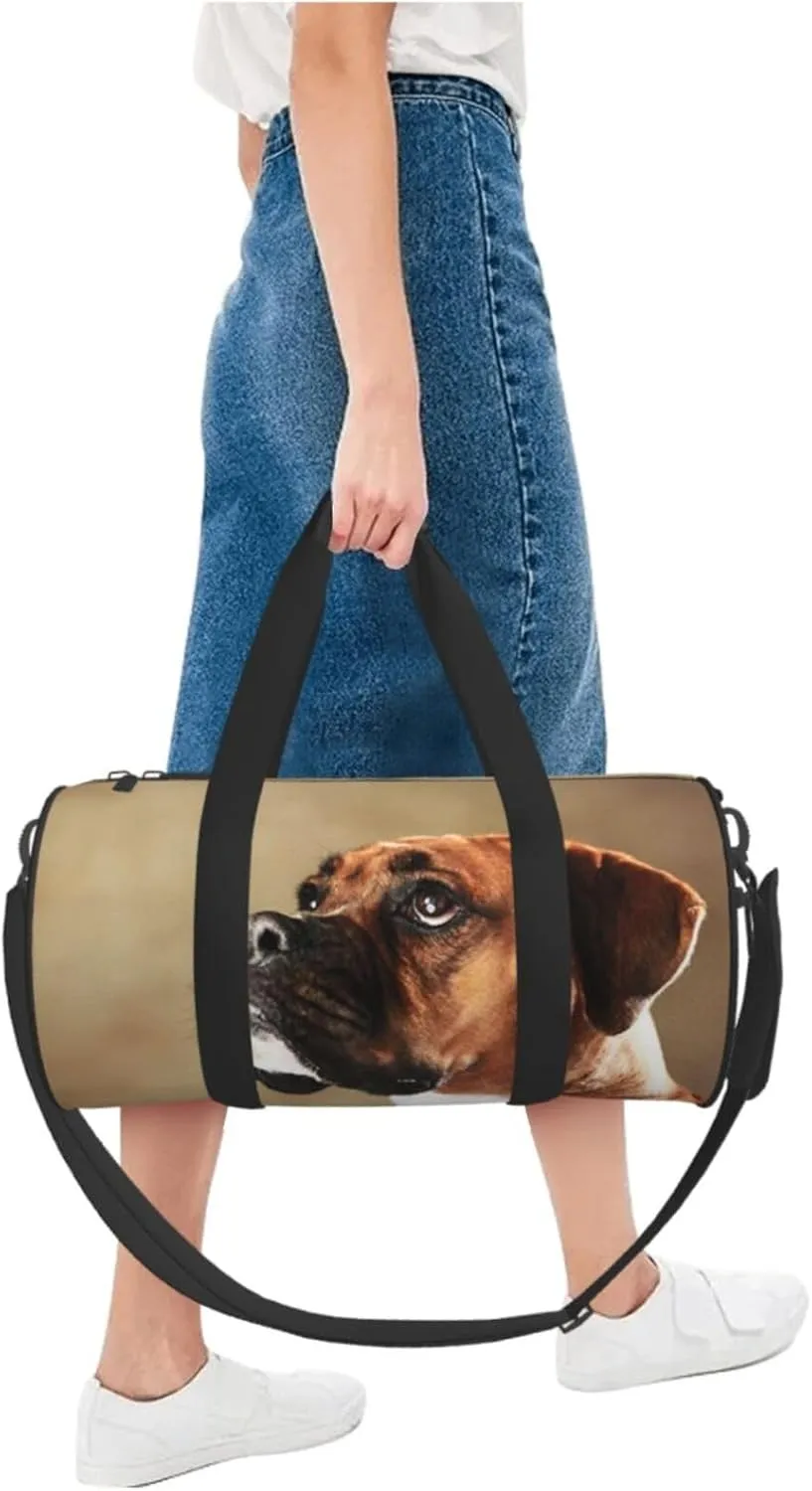 Travel Duffle Bag for Men Women, Lovely Boxer Dog Duffle Bags for Sport Gym Overnight Luggage