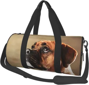 Travel Duffle Bag for Men Women, Lovely Boxer Dog Duffle Bags for Sport Gym Overnight Luggage