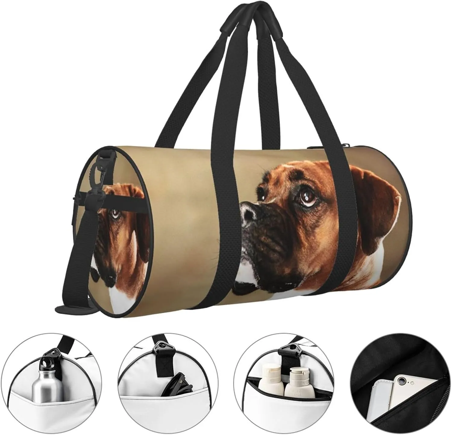 Travel Duffle Bag for Men Women, Lovely Boxer Dog Duffle Bags for Sport Gym Overnight Luggage