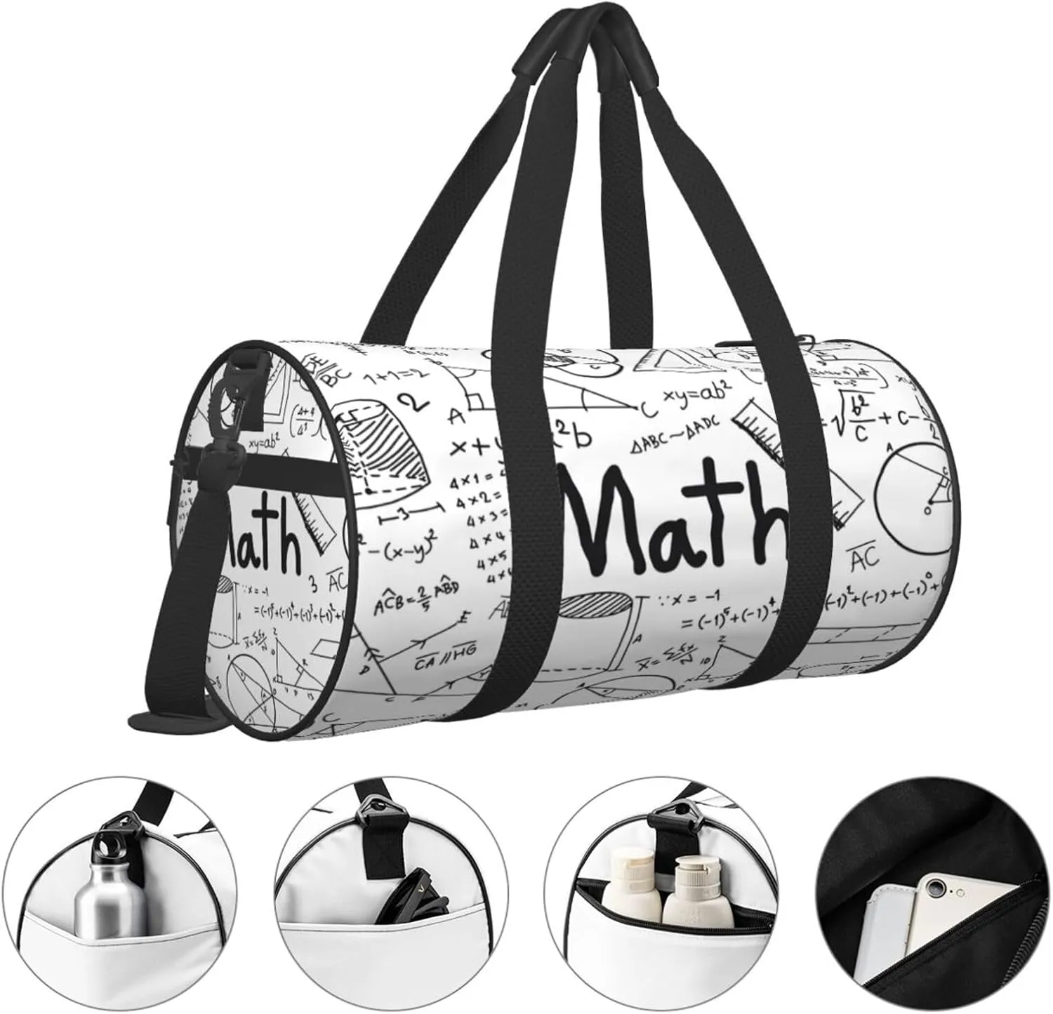 Travel Duffle Bag for Men Women, Math Mathematical formula Duffle Bags for Sport Gym Overnight Luggage