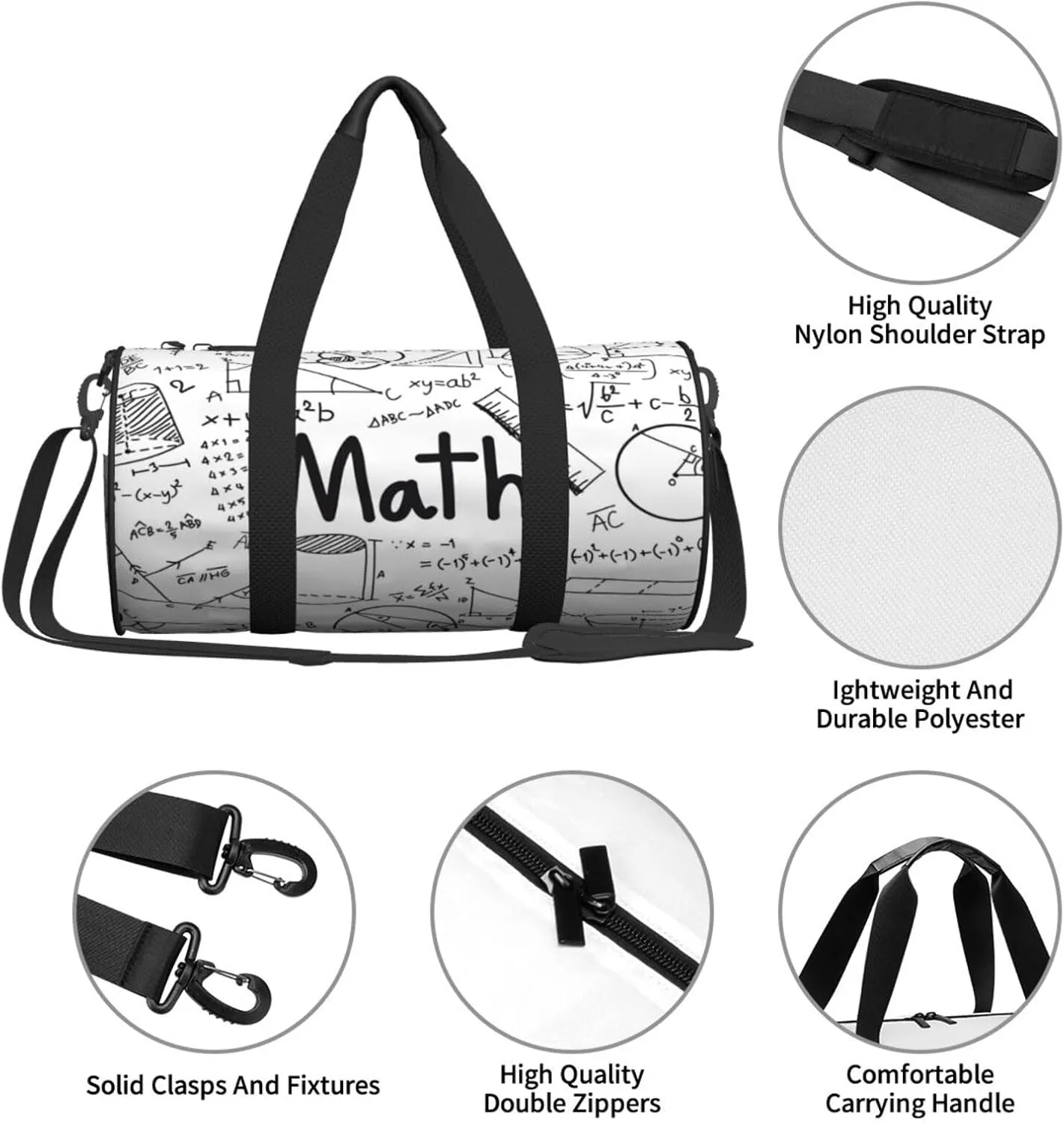 Travel Duffle Bag for Men Women, Math Mathematical formula Duffle Bags for Sport Gym Overnight Luggage