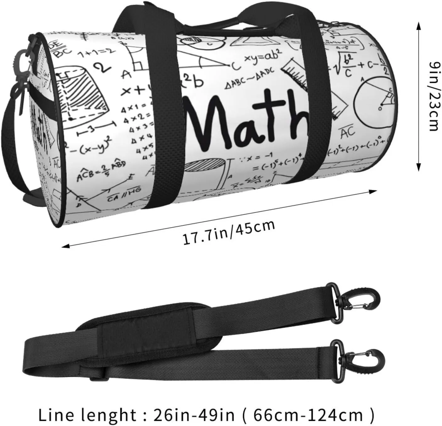 Travel Duffle Bag for Men Women, Math Mathematical formula Duffle Bags for Sport Gym Overnight Luggage