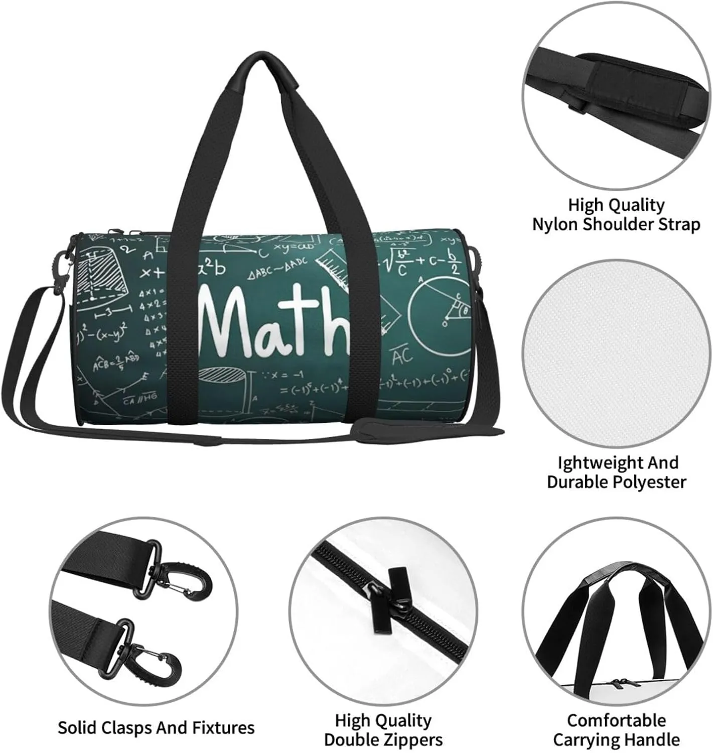 Travel Duffle Bag for Men Women, Maths Duffle Bags for Sport Gym Overnight Luggage