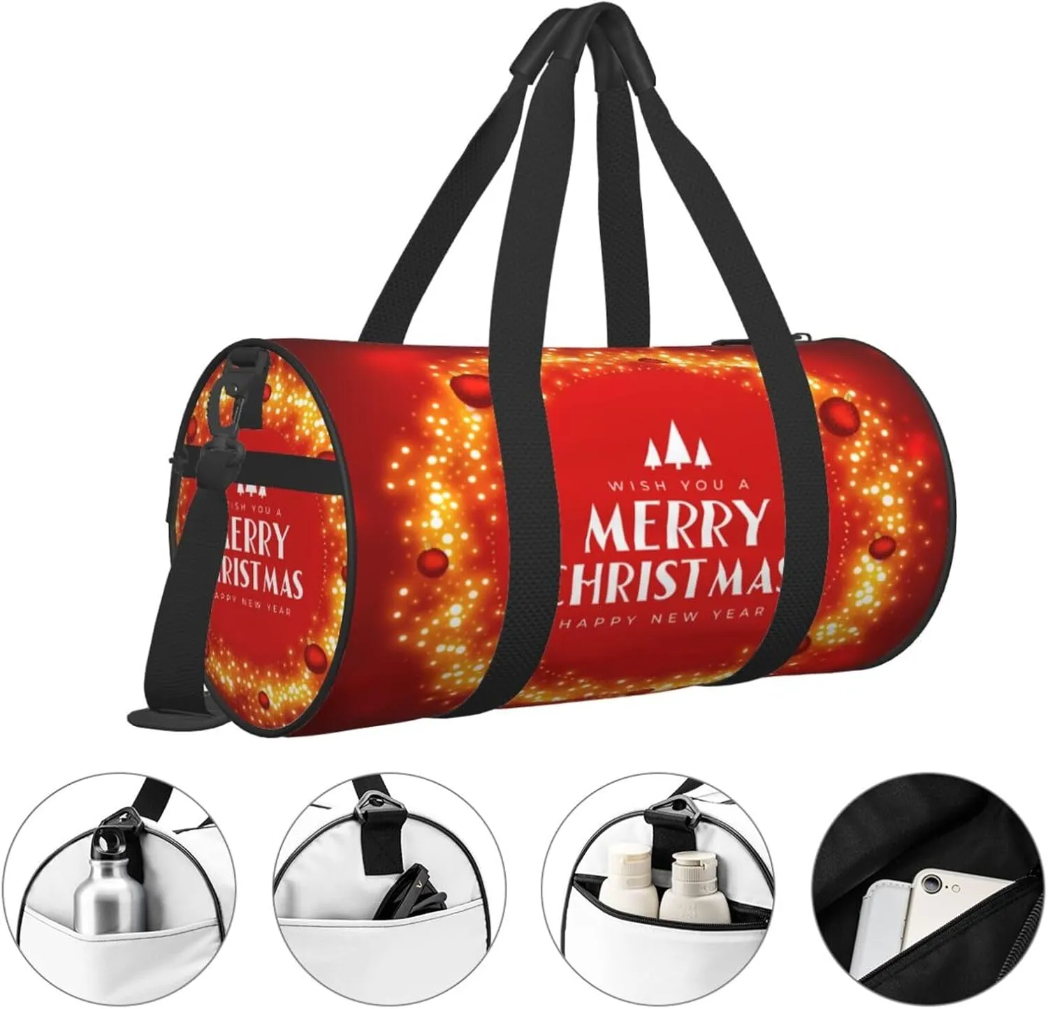Travel Duffle Bag for Men Women, Merry Christmas Balls Duffle Bags for Sport Gym Overnight Luggage