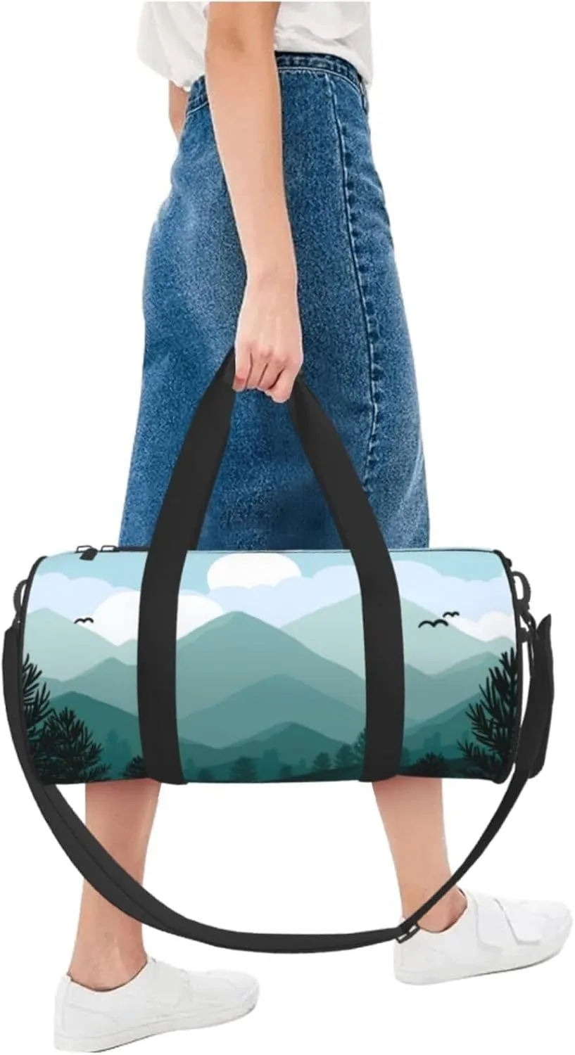 Travel Duffle Bag for Men Women, Mountain Landscape Duffle Bags for Sport Gym Overnight Luggage